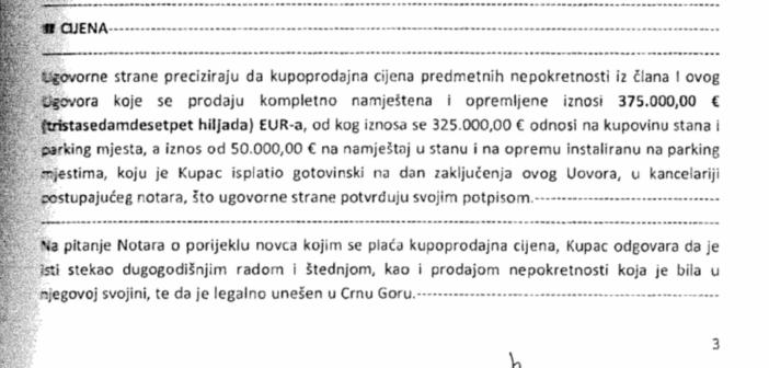 While awaiting the financial investigation: GOLUBOVIĆ SOLD AN APARTMENT AND GARAGE SPACES FOR 375,000 €